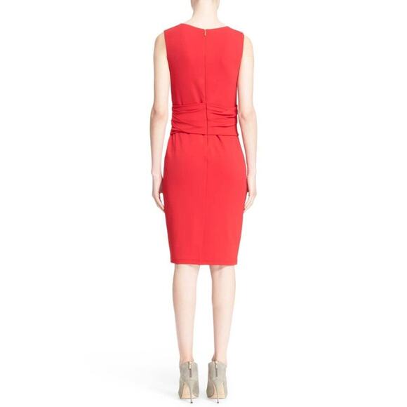 $695 MaxMara Siren Red Ruched Vneck Jersey Lusso Sheath Dress 42 US 8 NEW - Picture 2 of 16